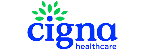 The image shows a logo with text and a graphic element, likely representing a healthcare organization named  Cigna Healthcare.